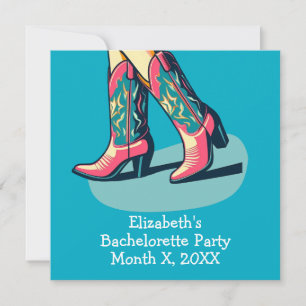 Western Theme Cowgirl Boots Bachelorette Party Invitation