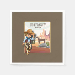 Western theme howies cowboy birthday napkin
