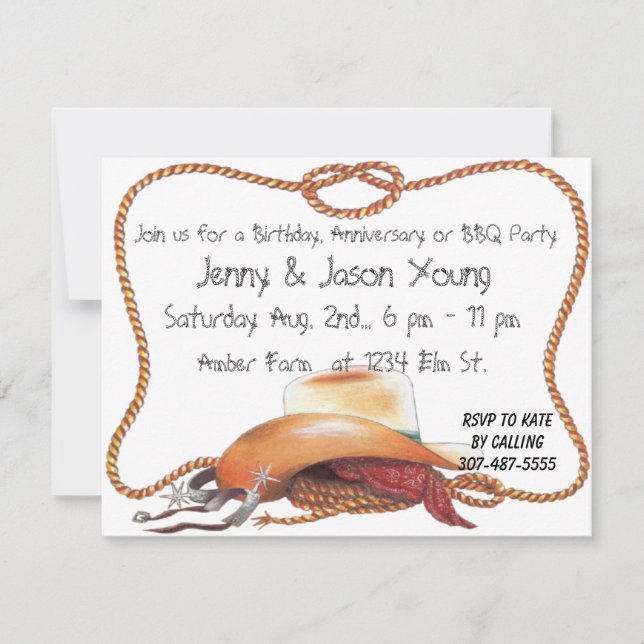 Western Theme Multi purpose Birthday Invitation (Front)
