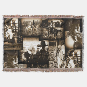 Western Theme Rustic Rodeo Cowboy Design Throw Blanket