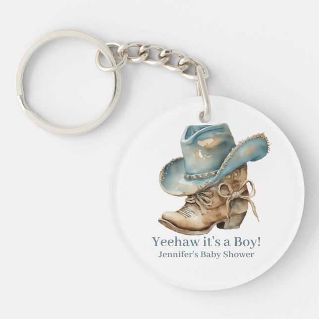 Western Themed Baby Shower Favour Key Ring (Front)