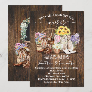 Western They're Fresh Off the Market Engagement Invitation