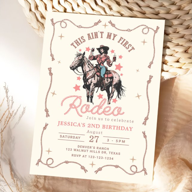 Western This Ain't My First Rodeo 2nd Birthday  Invitation (Creator Uploaded)