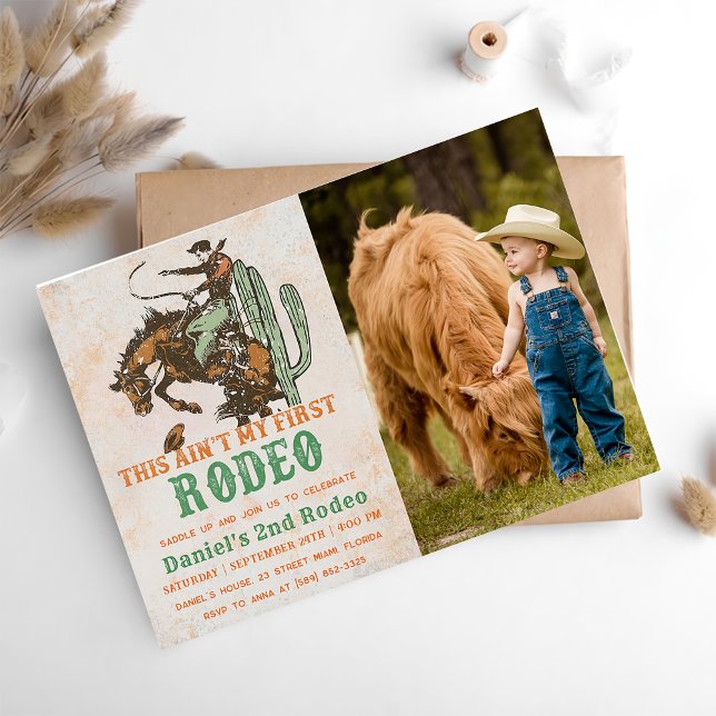 Western This Ain't My First Rodeo 2nd Birthday  Invitation (Creator Uploaded)