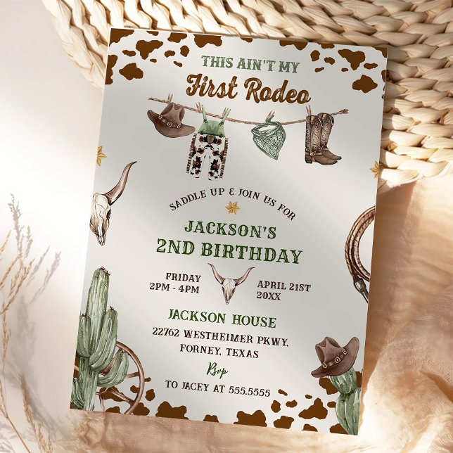 Western This Ain't My First Rodeo 2nd Birthday Invitation (Creator Uploaded)