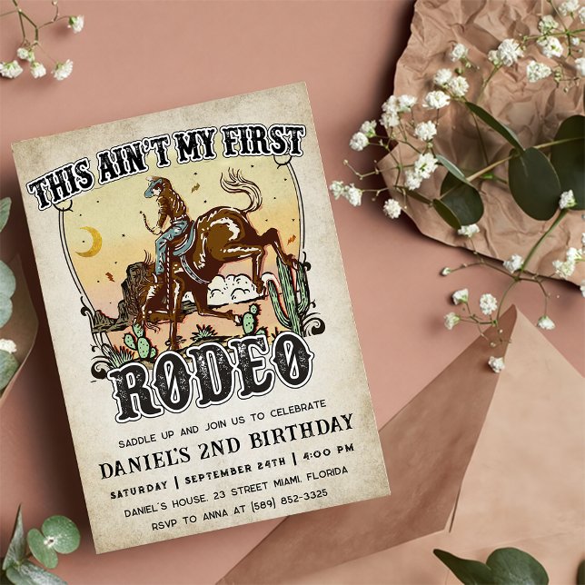 Western This Ain't My First Rodeo 2nd Birthday  Invitation (Creator Uploaded)