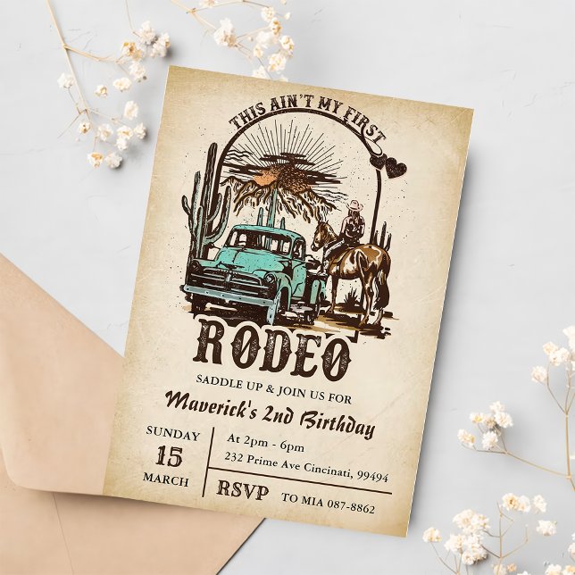 Western This Ain't My First Rodeo Birthday Party Invitation (Creator Uploaded)