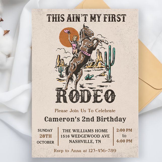 Western This Ain't My First Rodeo Birthday Party Invitation (Creator Uploaded)
