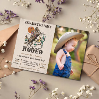 Western This Ain't My First Rodeo Birthday Photo Invitation