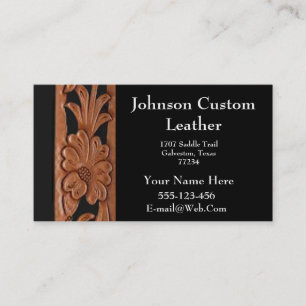 Western Tooled Leather Business Card Template