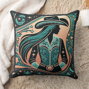 Western Tooled Leather Print Cowgirl Cushion