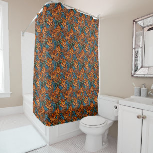 Western Tooled Leather Shower Curtain