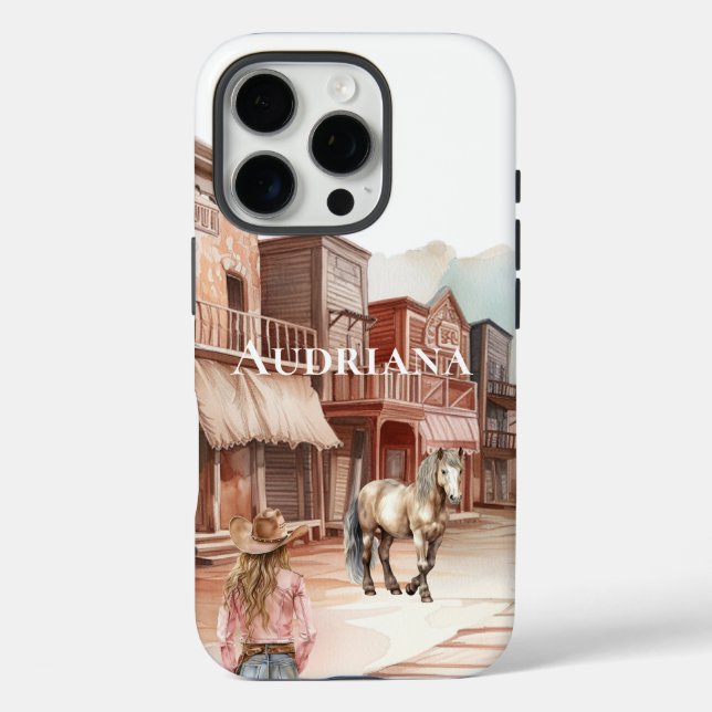 Western town girl horse Case-Mate iPhone case (Back)