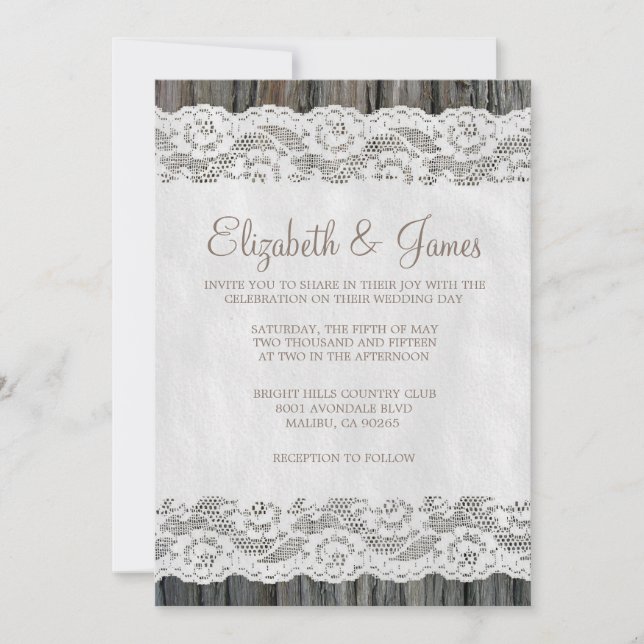 Western Tree Bark Wedding Invitations (Front)