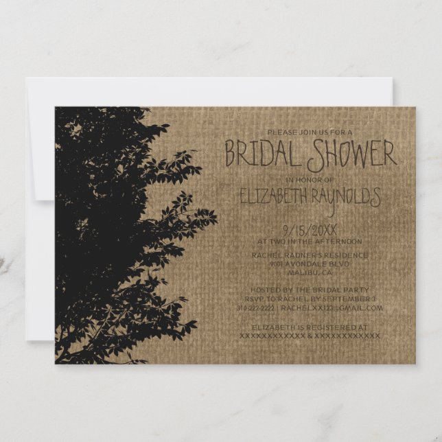 Western Tree Branches Bridal Shower Invitations (Front)