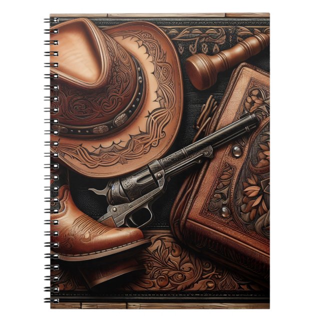 Western Trio: Hat, Boots, Revolver Notebook (Front)