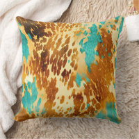 Western Turquoise Brown Cream Cowhide 