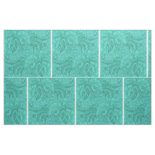 Western Turquoise Faux Leather Fabric 9" For Cross