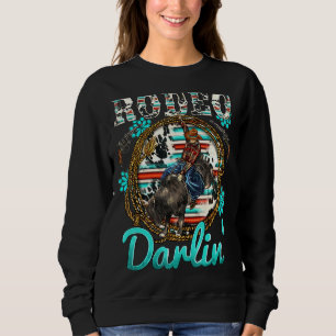 Western Turquoise Rodeo Darlin' Barrel Racing Bull Sweatshirt