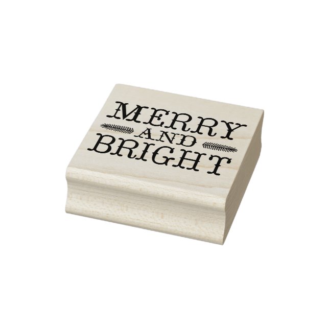 Western Type Merry And Bright Christmas Rubber Stamp (Stamp)