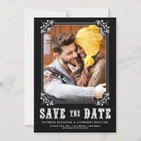 Western Typography Photo Frame Save the Date