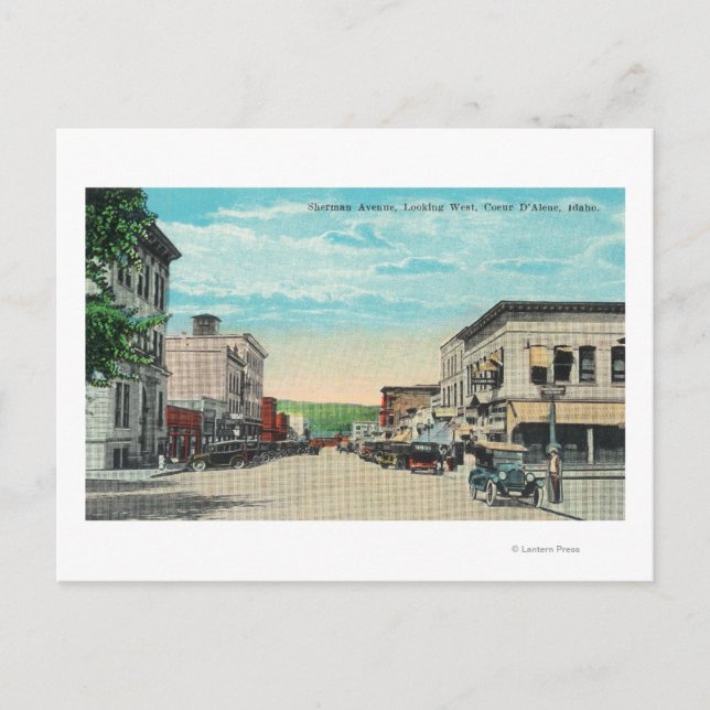 Western View of Sherman Avenue Postcard (Front)