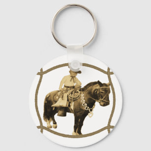 Western Vintage Cowboy On Horse Key Ring