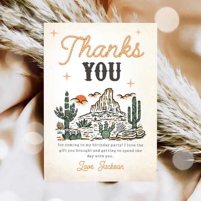 Western Vintage Desert Cowboy Birthday Thank You Card (Creator Uploaded)