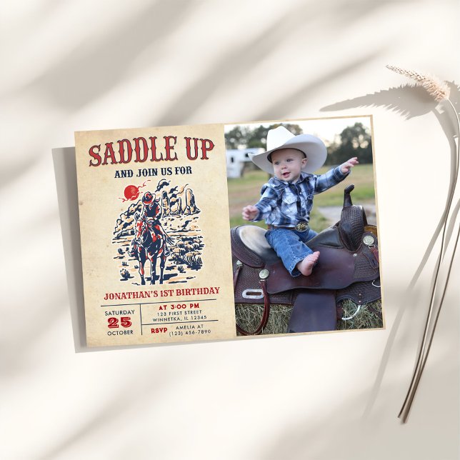Western Vintage Desert First Rodeo 1st Birthday  Invitation (Creator Uploaded)