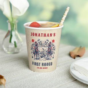 Western Vintage Desert First Rodeo 1st Birthday Paper Cups