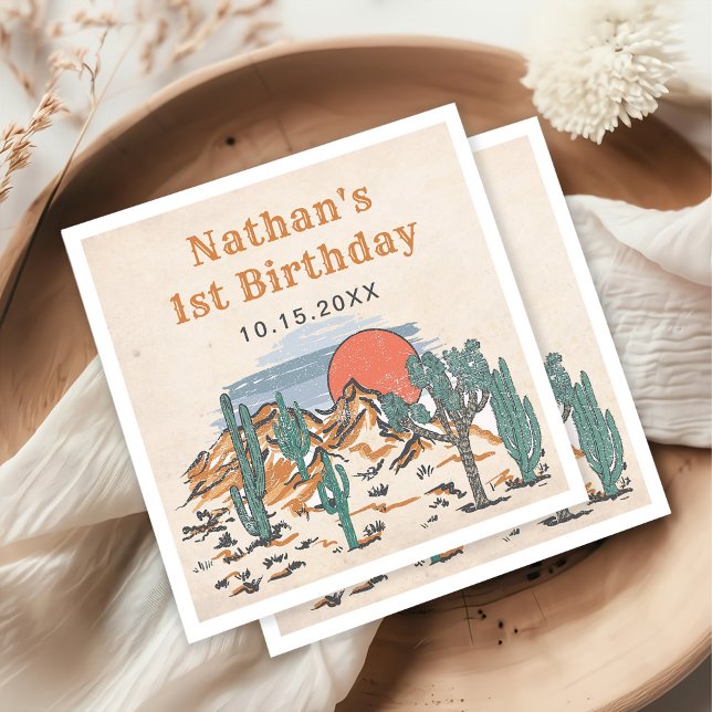 Western Vintage Desert Rodeo 1st Birthday  Napkin (Creator Uploaded)