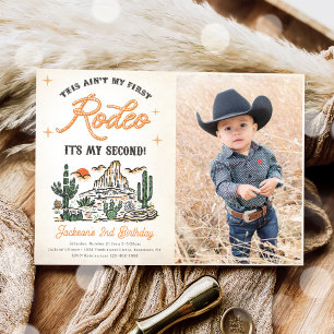 Western Vintage Desert Rodeo 2nd Birthday Photo Invitation