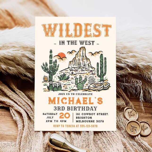 Western Vintage Desert Rodeo 3rd Birthday  Invitation (Creator Uploaded)
