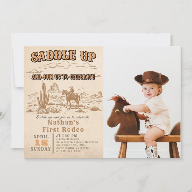 Western Vintage Rodeo Birthday Invitation (Front)
