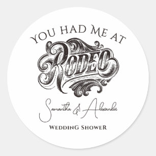 Western Vintage Rodeo Black Bridal Couples Shower Classic Round Sticker