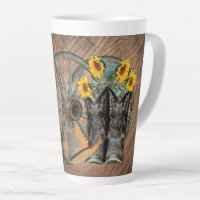 Western Wagon Wheel Guitar Cowboy boots Sunflower