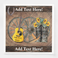 Western Wagon Wheel Guitar Cowboy boots Sunflower