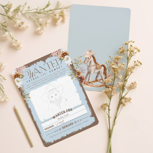 Western Wanted Poster Baby Boy Shower Game Card