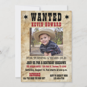 Western Wanted Poster Birthday Party Invitation