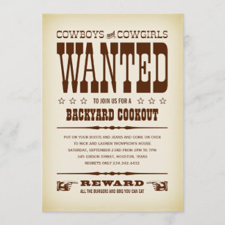 Western Wanted Poster Party Invitations