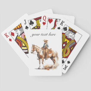 Western Watercolor Blonde Cowgirl, custom Playing Cards