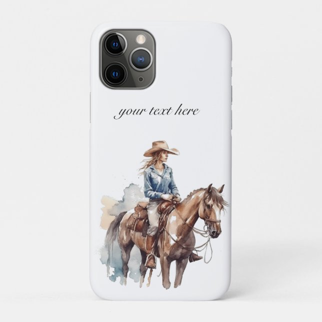 Western Watercolor Brunette Cowgirl, custom Case-Mate iPhone Case (Back)