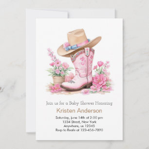 Western Watercolor Dream Cowgirl Baby Shower Invitation