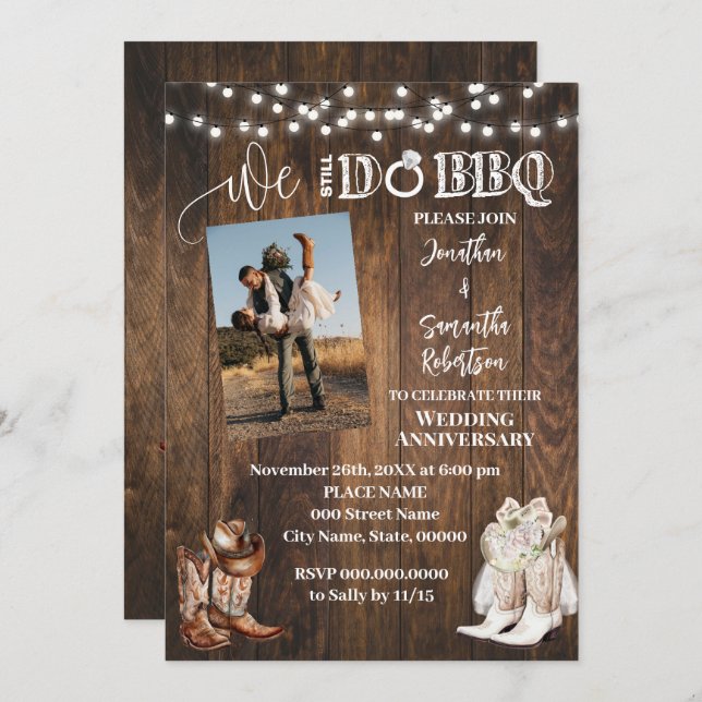 Western We still do Country Wedding Anniversary Invitation (Front/Back)