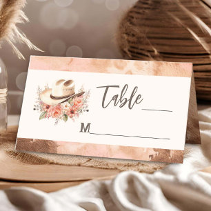 Western Wedding Blush Cowhide   Place Card