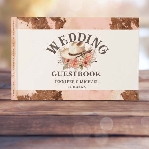 Western Wedding Blush Cowhide Wedding Guestbook