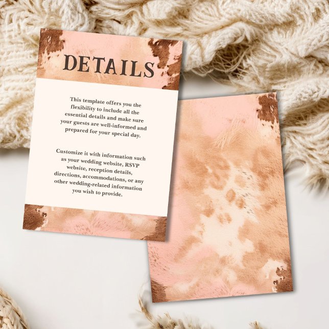 Western Wedding Blush Pink Cowhide Details Enclosure Card (Creator Uploaded)
