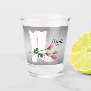 Western Wedding Cowboy Boots Pink Rose  Bride Shot Glass