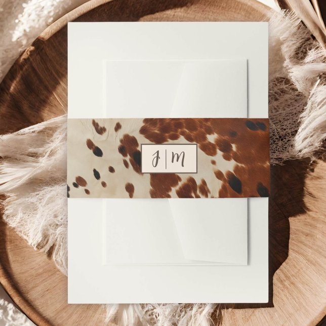 Western Wedding Cowhide Belly Band Invitation Belly Band (Creator Uploaded)
