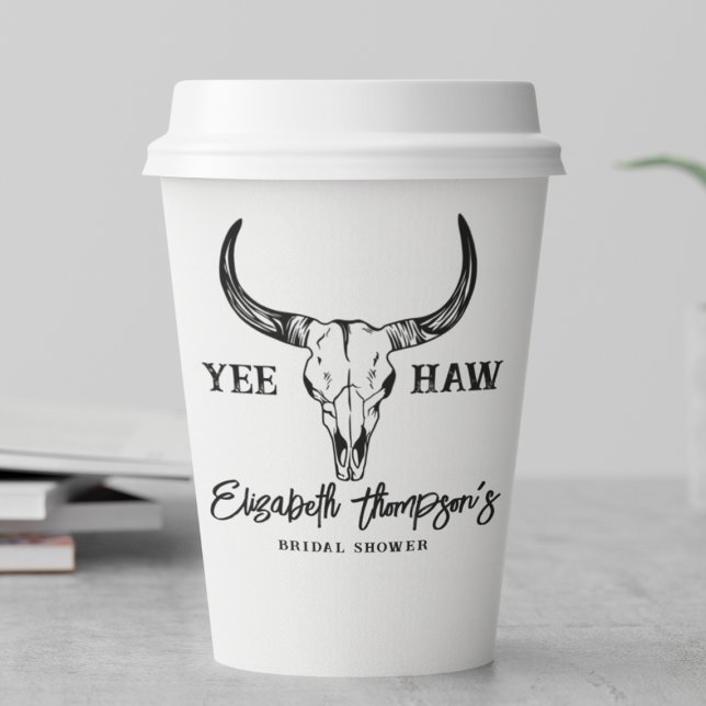 Western Wedding Custom Bridal Shower Modern White Paper Cups (Creator Uploaded)